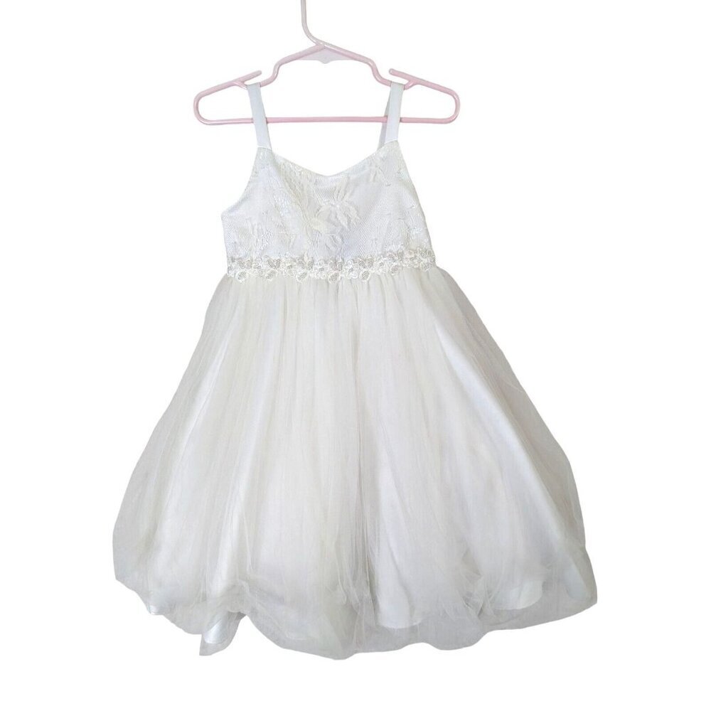 Chantilly Place Toddler Girls size 2 Sleeveless Bow Back Dress White Flower Girl